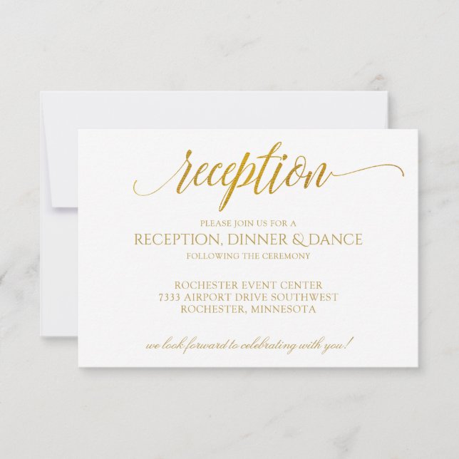 Carte de réception de typographie de luxe | Faux p (Devant)