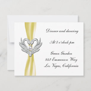 Carte de réception des cygnes d'argent en ruban ja