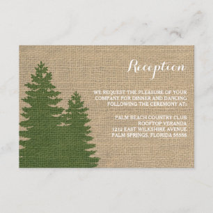 Carte de réception d'hiver Rustique Burlap Pine Tr