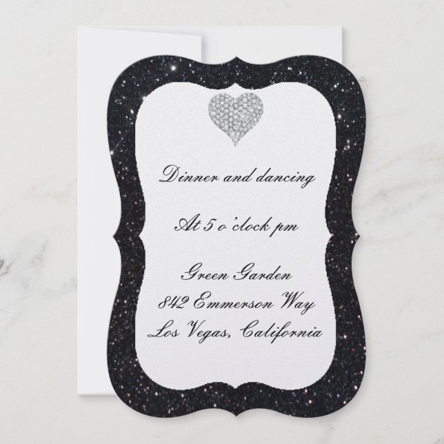 Carte de réception Diamond Heart Parties scintilla (Devant)