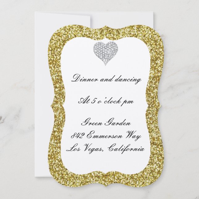 Carte de réception Diamond Heart Parties scintilla (Devant)
