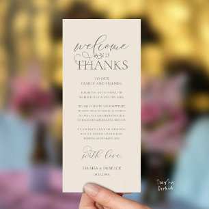 Carte de réception élégante "Bienvenue et Merci"