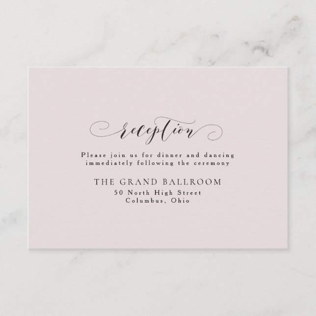 Carte de réception élégante et simple rose tendre (Devant)