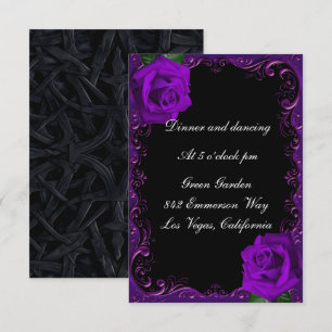Carte de réception élégante Goth Purple Rose