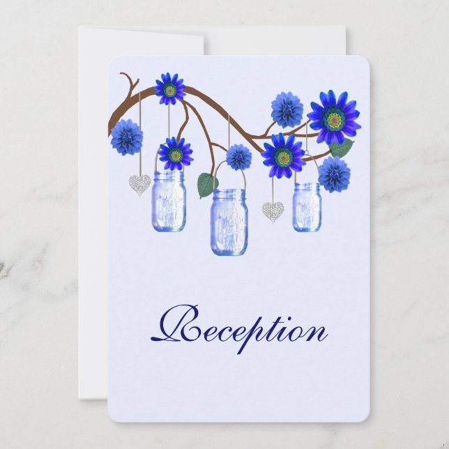 Carte de réception en bocaux Mason Fleurs Bleues (Devant)