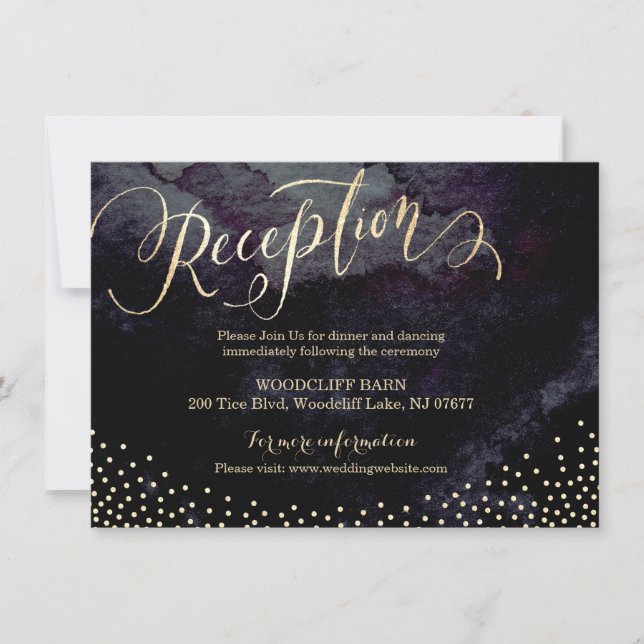 Carte de réception en calligraphie pailletée d'or  (Devant)