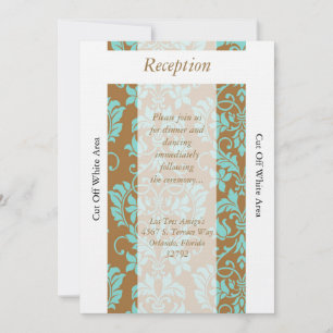 Carte de réception en damas brun et bleu