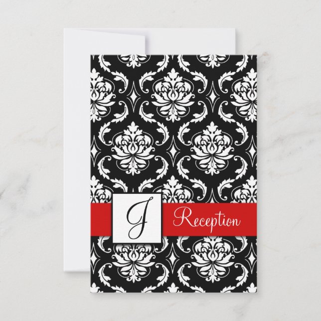 Carte de réception en damas rouge noir avec monogr (Devant)