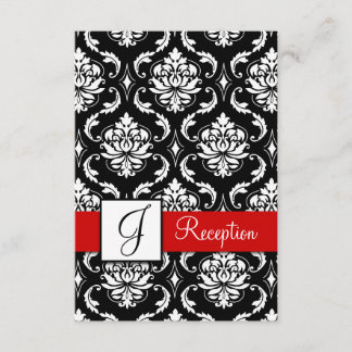 Carte de réception en damas rouge noir avec monogr