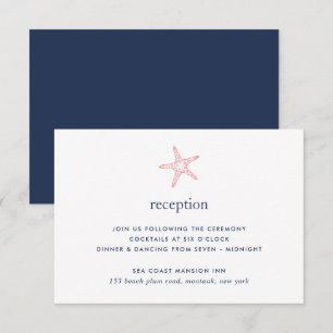 Carte de réception Étoile de mer Corail & Navy