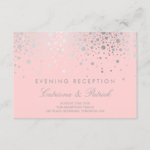 Carte de réception Faux Silver Foil Confetti Blush