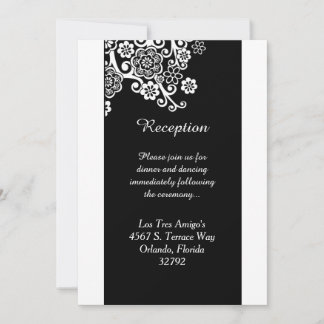 Carte de réception Fleur Noir et Blanc 3,5x7