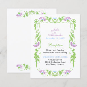 Carte de réception Fleurs et volutes de feuilles é