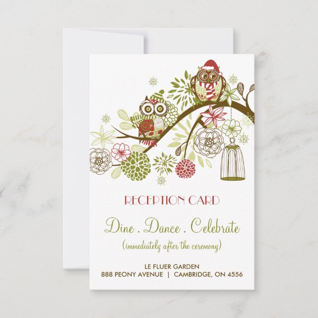 Carte de réception Florale Rétro Hiver pour les Fê (Devant)