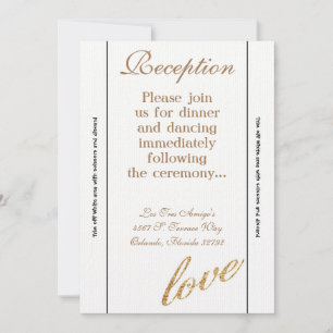 Carte de réception Gold Foil Parties scintillant L