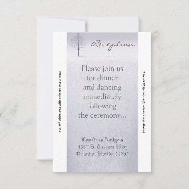 Carte de réception Hiver Wonderland Trees Neige 3, (Devant)