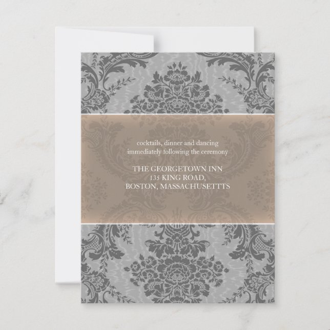 Carte de réception Lavender Elegant Damask (Devant)