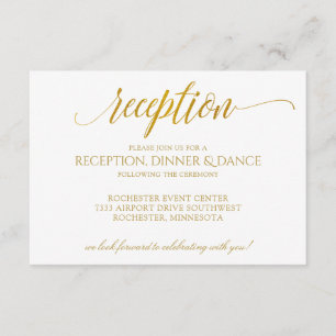Carte de réception Luxe Typographie   Faux Gold Fo