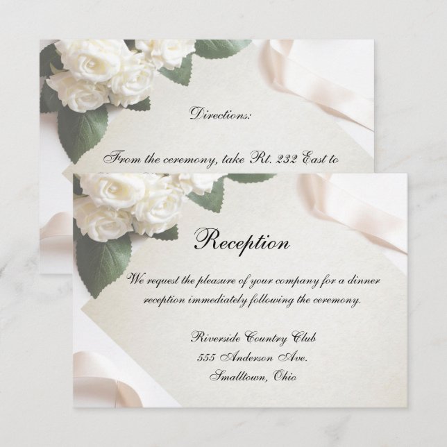 Carte de Réception Mariage Blanc à Personnaliser (Devant / Derrière)