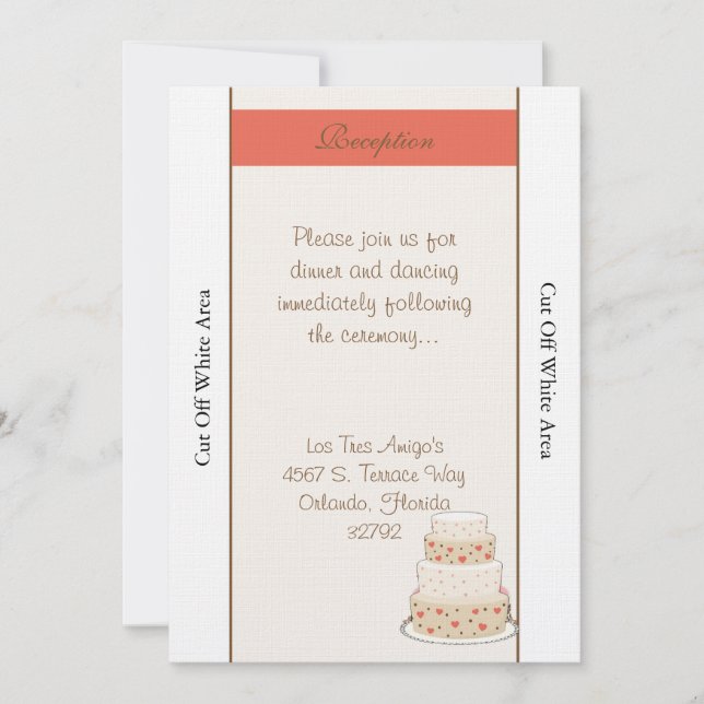 Carte de réception Mariage de gâteau rouge/crème (Devant)