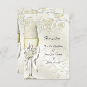Carte de réception Mariage Gold Cream Pearl Floral