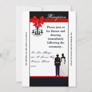 Carte de réception Marine Uniform Groom Bride 3,5