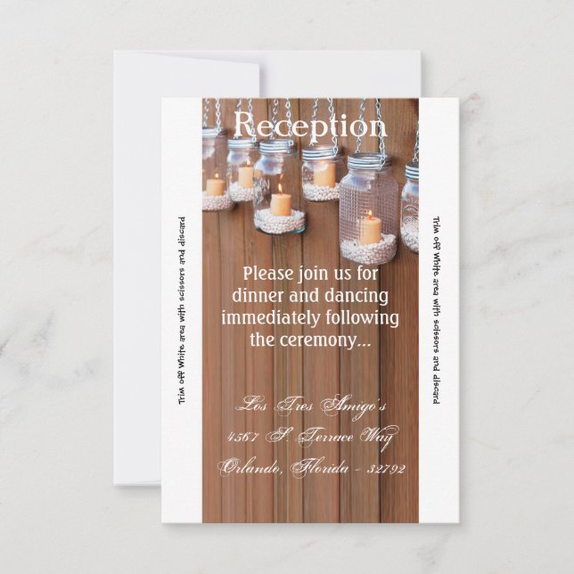 Carte de réception Mason Jar 3,5 x 7 nuit (Devant)