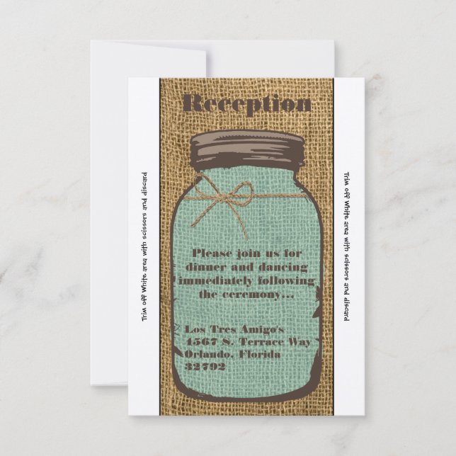Carte de réception Mason Jar Burlap 3,5 x 7 rouill (Devant)