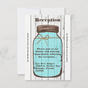 Carte de réception Mason Jar Wood Country Rustique