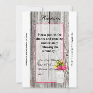 Carte de réception Mason Jars 3,5 x 7 avec Fleur s