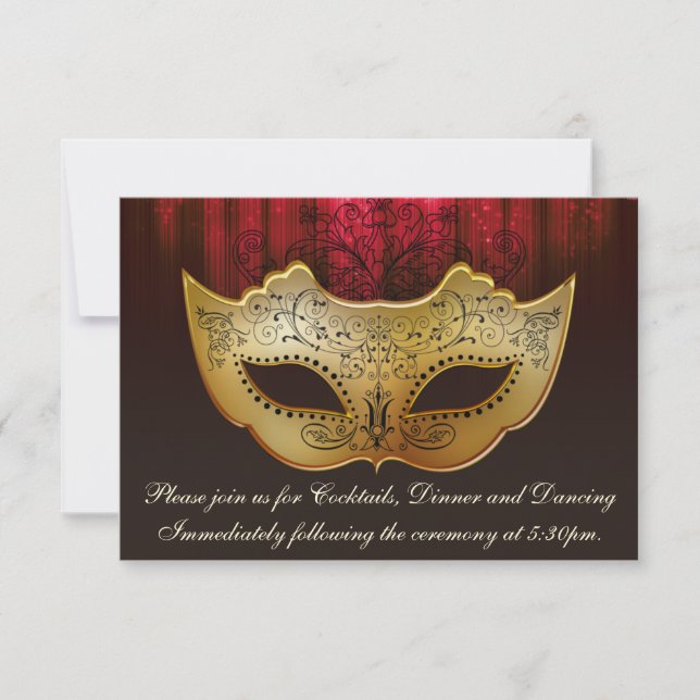 Carte de réception Masquerade Fancy Flourish Gold  (Devant)