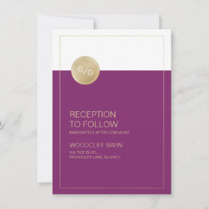 Carte de réception minimaliste de mariage moderne