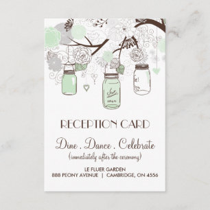 Carte de réception Mint Green & Grey Floral Mason 