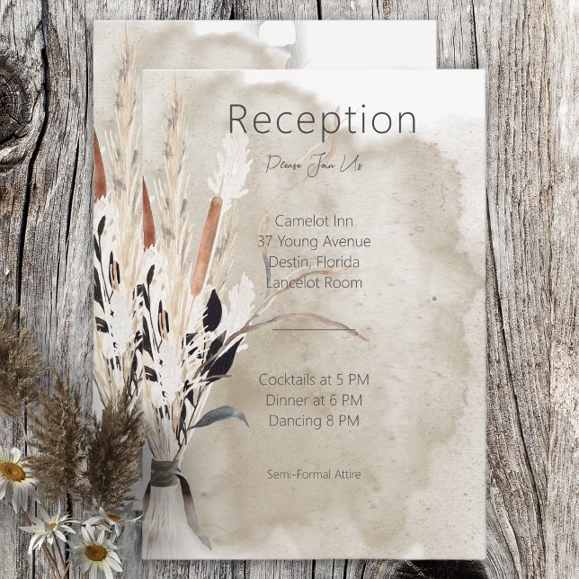 Carte de réception moderne Bouquet Bohème Rustique (Créateur téléchargé)