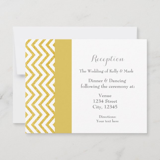 Carte de réception moderne Chevron White & Gold We (Devant)