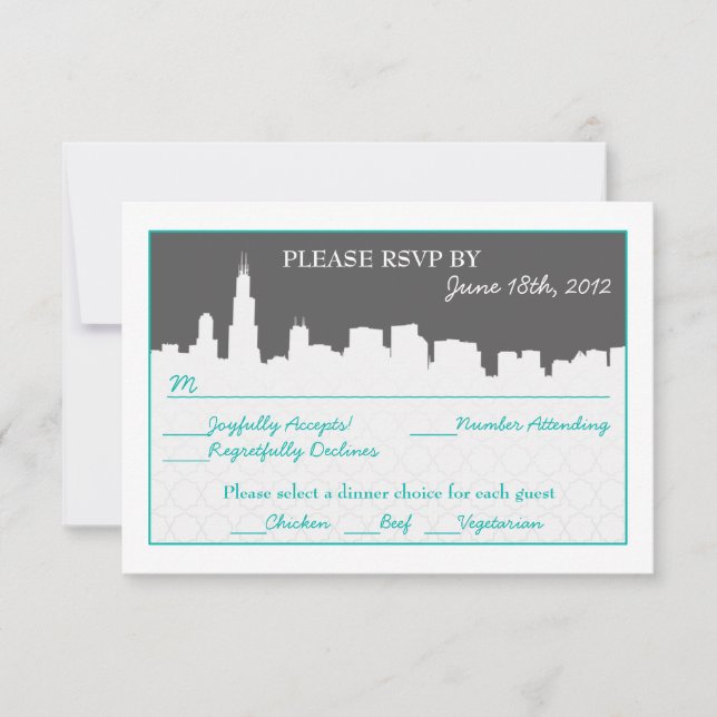 Carte de réception moderne Cityscape RSVP (Devant)