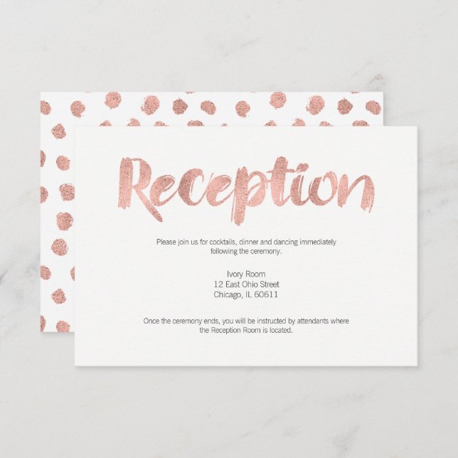 Carte de réception moderne Rose Gold Love Wedding (Devant / Derrière)