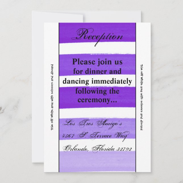 Carte de réception Ombre Stripe Purple Line Fade (Devant)