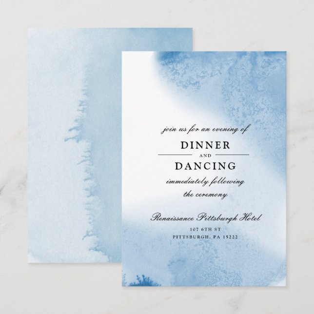 Carte de réception Ombre Watercolor Wedding | Bleu (Devant / Derrière)