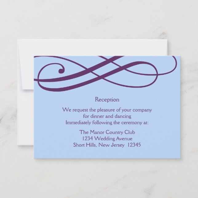 Carte de réception Plum and Powder Blue Swirls (Devant)