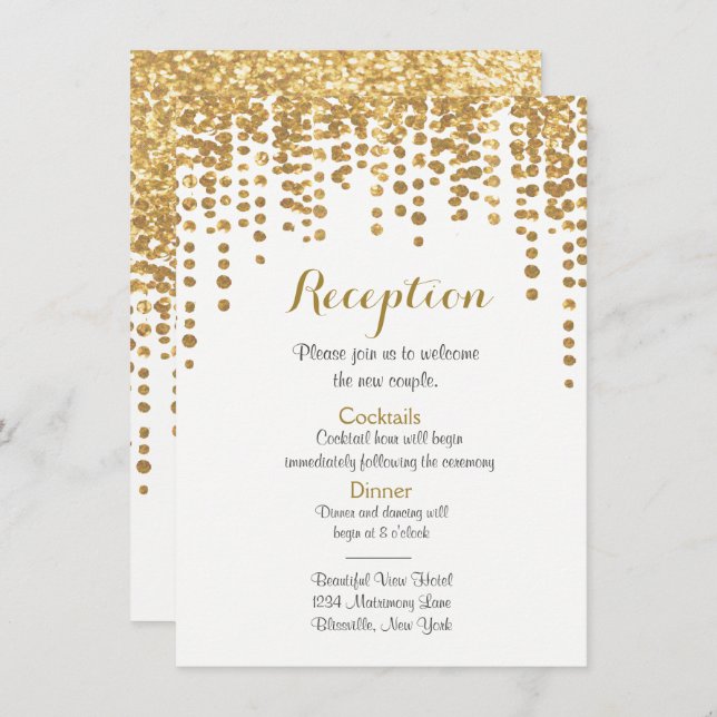 Carte de réception | Points Gold Confetti (Devant / Derrière)