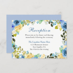 Carte de réception romantique Blue Yellow Rose Gar