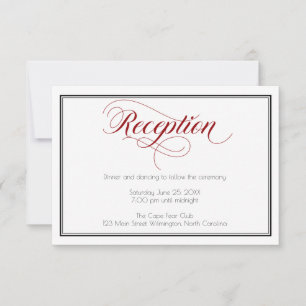 Carte de réception rouge Graceful Script Wedding