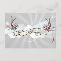 Carte de réception RSVP Rockabilly Tattoo Swallows