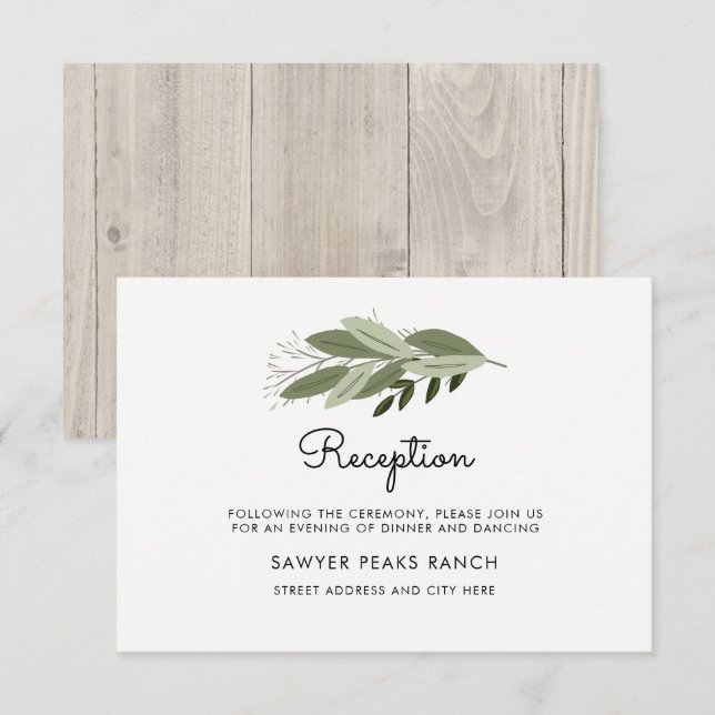 Carte de réception Rustic Wedding Sprigs (Devant / Derrière)