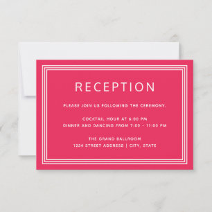 Carte de réception simple moderne Gras Coral Rose