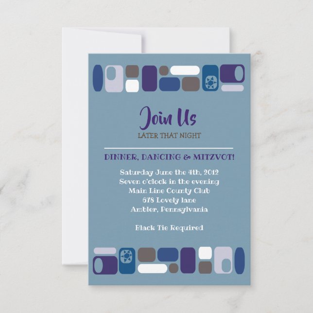 Carte de réception SO MOD Bar Bar Mitzvah (Devant)