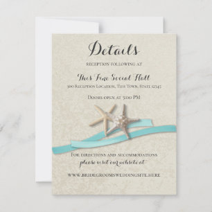 Carte de réception Starfish and Aqua Ribbon
