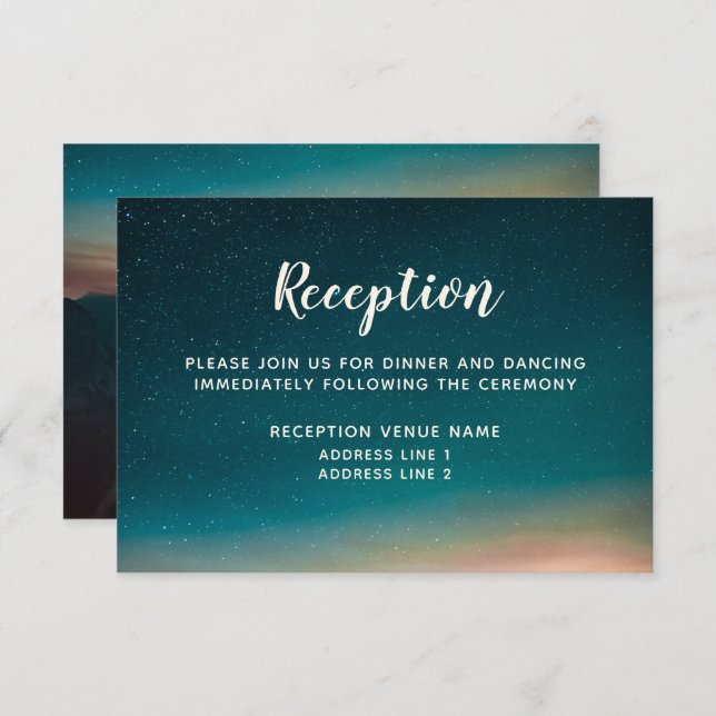 Carte de réception Sunrise Mountain Sky Night Gala (Devant / Derrière)