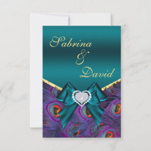 carte de réception Teal Plum Paon